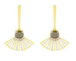 Brinco Folheado a Ouro Leque com Pedra Fumê