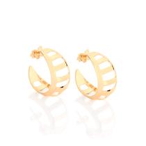 Brinco folheado a ouro meia argola 524375 Rommanel Brinco folheado a ouro meia argola 524375 Rommanel