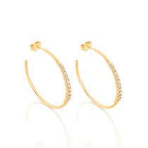 Brinco folheado a ouro meia argola BRANCO 523310 Rommanel