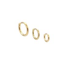 Brinco Folheado A Ouro Trio Argolas Lisas Simples Semijoias