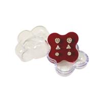 Brinco Folheado a Ouro Trio de Zircônias Triangulo Coração e Redondo Semijoia