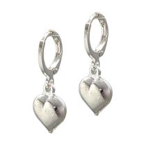 Brinco Folheado A Prata Argola 2 Partes Pingente Coração