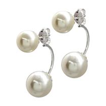 Brinco Folheado A Prata Grace Duas Pérolas 7,5Mm Semijoias