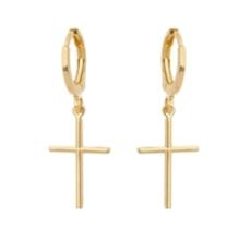 Brinco Folheado Argolinha Pingente Cruz Crucifixo