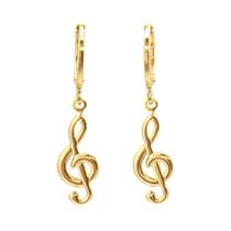 Brinco Folheado Banhado a Ouro Argolinha Pingente Clave de Sol Semijoia Brinco Folheado Banhado a Ouro Argolinha Pingente Clave de Sol Semijoia