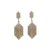 Brinco Folheado Losango Com Strass - Selecione Cor
