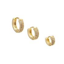 Brinco Folheado Ouro Trio Argolas 3 Zirconias Semijoias Em Brinco Folheado Ouro Trio Argolas 3 Zirconias Semijoias Em