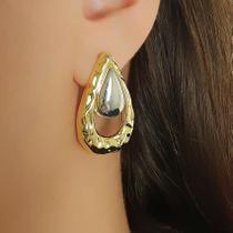 Brinco Formas 2 Gotas Orgânico 2 Banhos Ródio Branco e Ouro