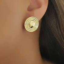 Brinco Formas Redondo com Coração Banhado a Ouro