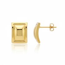 Brinco Formas Retângulo Abaulado Banhado a Ouro Brinco Formas Retângulo Abaulado Banhado a Ouro