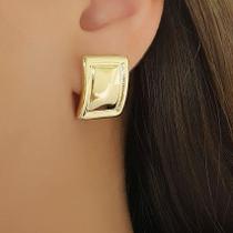 Brinco Formas Retângulo Abaulado Banhado a Ouro