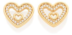 Brinco Formato Coração Cravejado Por 50 Zi 527147