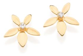 Brinco Formato De Flor Com Zircônia Redonda 525534