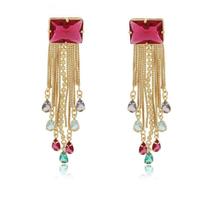 Brinco Franja Luxo Banhado Ouro Semijoias Comprido Zirconia