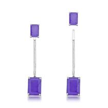 Brinco Fresh com Zircônia Violeta Banhado a Ródio