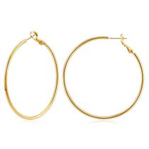 Brinco Gacimy Argola 50mm Banhado a Ouro 14K em Prata Esterlina Brinco Gacimy Argola 50mm Banhado a Ouro 14K em Prata Esterlina
