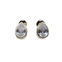 Brinco Gota 10x14 Zirconia Cristal Ouro Brinco Gota 10x14 Zirconia Cristal Ouro