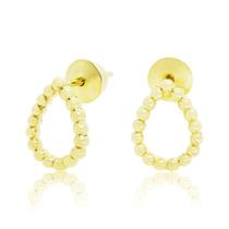 Brinco Gota 1cm Com Esferas em Ouro 18K