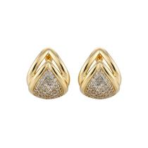 Brinco Gota 2 Fileiras Lisa com Micro Zircônia Cristal Banhado a Ouro Brinco Gota 2 Fileiras Lisa com Micro Zircônia Cristal Banhado a Ouro