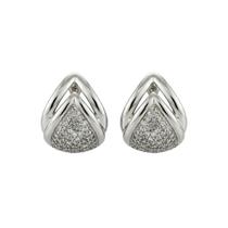 Brinco Gota 2 Fileiras Lisa com Micro Zircônia Cristal Banhado a Prata