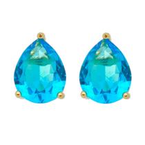 Brinco gota acqua marinha G banhado ouro 18K Brinco gota acqua marinha G banhado ouro 18K