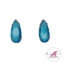 Brinco gota azul prata