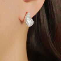 Brinco Gota Bold Abaulada Micro Zircônia Cristal Banhado a Prata
