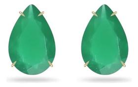 Brinco Gota com Jade Verde 1CM em Ouro 18K Brinco Gota com Jade Verde 1CM em Ouro 18K
