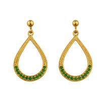 Brinco Gota com Micro Zircônias Verde - Banhado em Ouro 18k Brinco Gota com Micro Zircônias Verde - Banhado em Ouro 18k