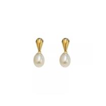 Brinco Gota Com Pérolas Natural Feminino Ouro 18 Kl