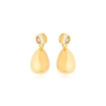 Brinco Gota com Ponto de Luz Banhado a Ouro 18k