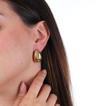 Brinco Gota com Pontos de Luz em Aço Inoxidável Dourado