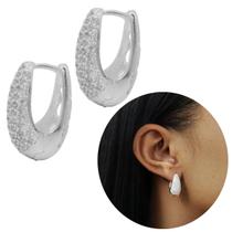 Brinco Gota Cravejada banhada Brinco de prata pequeno Moda