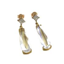 Brinco Gota Cristal e Zircônia Semijoia Ouro 18K