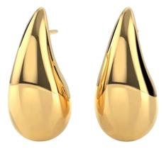 Brinco Gota Dourado Médio Tendência Chunky Blogueira Luxo