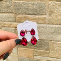 Brinco Gota Duplo Rosa Pink Prata Brinco Gota Duplo Rosa Pink Prata