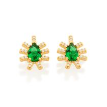 Brinco gota folheado a ouro VERDE 526615 Rommanel Brinco gota folheado a ouro VERDE 526615 Rommanel