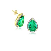 Brinco Gota Folheado Ouro Verde Zircônia Folheado A Ouro