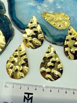 Brinco Gota Grande Martelado - Par - Banho de Ouro 18K 02 Milésimos