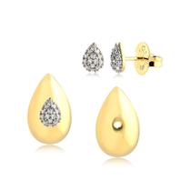 Brinco Gota Grande Oca Lisa Com Gotinha Cravejada Folheado