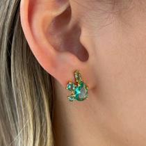 Brinco Gota Grande Zircônias Banhado em Ouro 18k