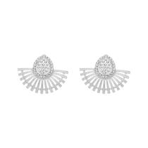 Brinco Gota Leque Texturizado Banhado a Prata 925