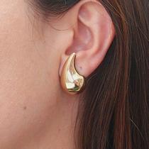 Brinco Gota Lisa Folheado A Ouro
