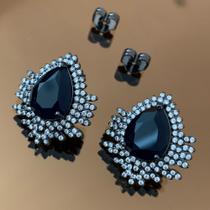 Brinco Gota Luxo Safira Dark