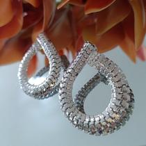 Brinco Gota Malha Cravejado Prata Brinco Gota Malha Cravejado Prata