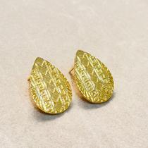 Brinco Gota Mandala Asteca Banhado em Ouro 18k