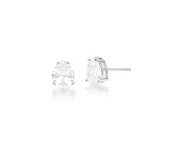 Brinco gota média cristal banhado a ródio branco - zircônia - 1,2 cm x 1 cm