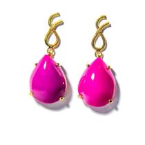 Brinco Gota Montagem Garra Pedra Agata Rosa Pino Tarraxa