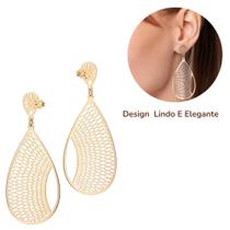 Brinco Gota Pêndulo Rommanel 527330 Banhado A Ouro 18k Melhor Brinco Grande Rommanel Brinco Gota Pêndulo Rommanel 527330 Banhado A Ouro 18k Melhor Brinco Grande Rommanel