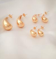 Brinco Gota Trio banhado a ouro 18k Brinco Gota Trio banhado a ouro 18k